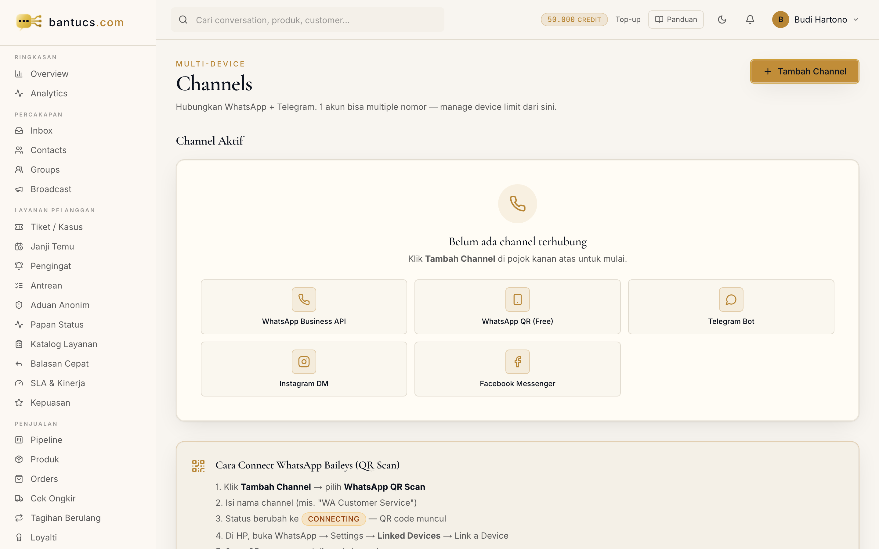 Halaman Channels
