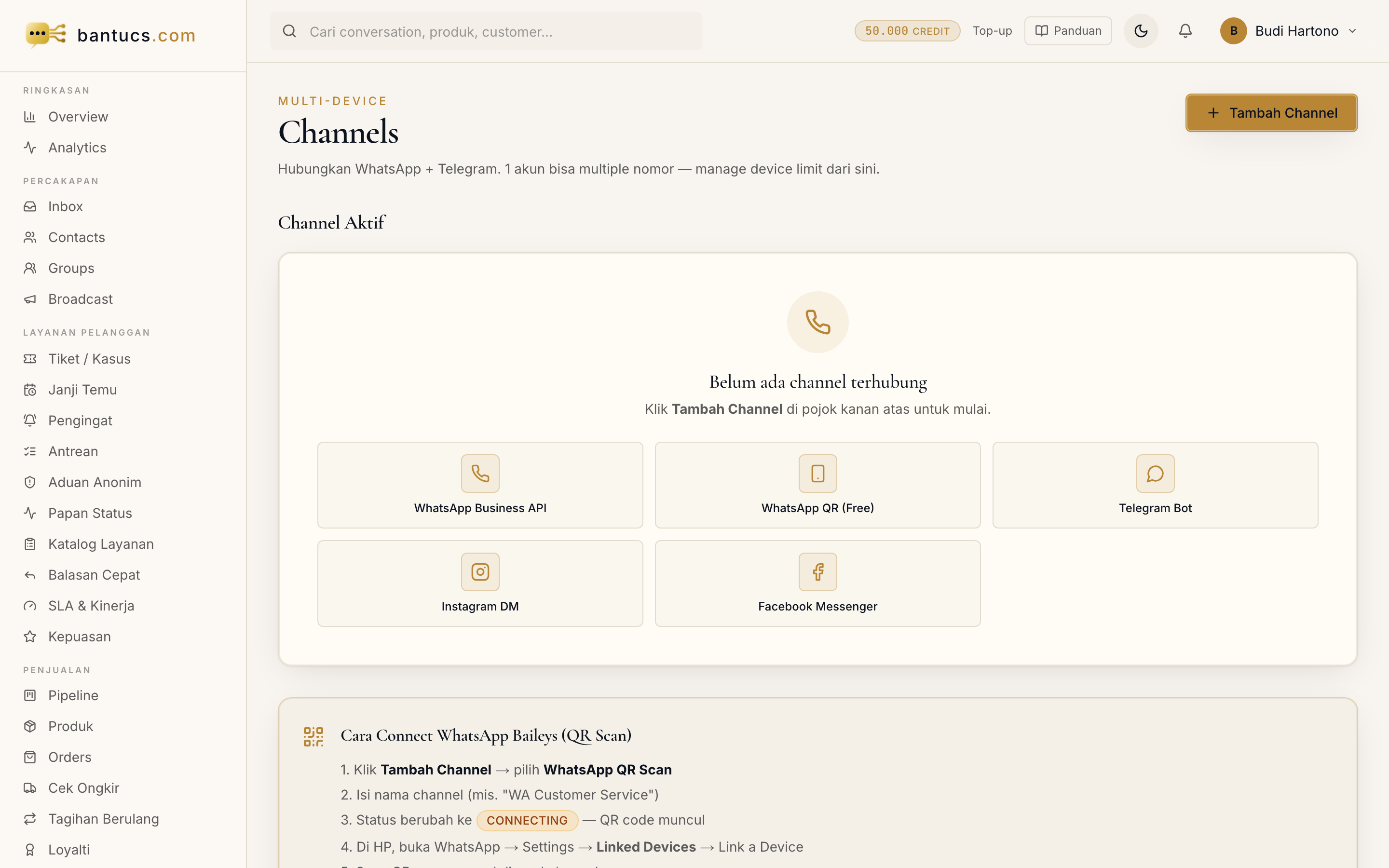 Halaman Channels